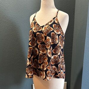 Tiger-Print Black & Brown Satin Cami